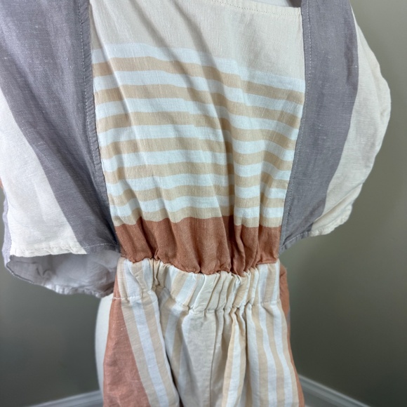 Anthropologie Beige and White Striped Short Jumpsuit - Picture 7 of 7